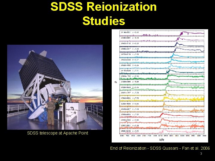 SDSS Reionization Studies SDSS telescope at Apache Point End of Reionization - SDSS Quasars