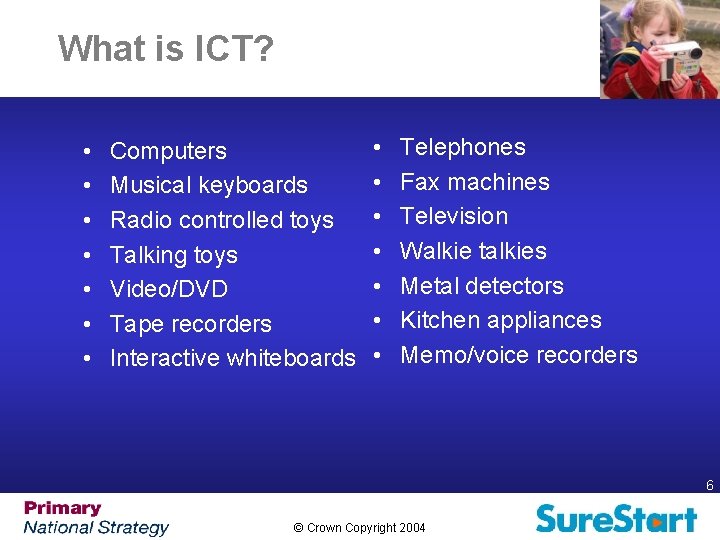 What is ICT? • • Computers Musical keyboards Radio controlled toys Talking toys Video/DVD What is ICT? • • Computers Musical keyboards Radio controlled toys Talking toys Video/DVD