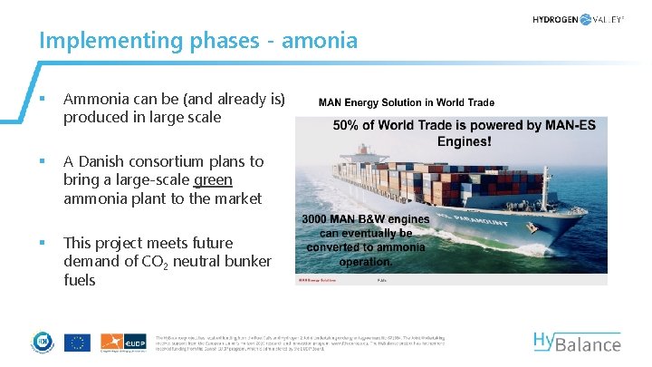 Implementing phases - amonia § Ammonia can be (and already is) produced in large
