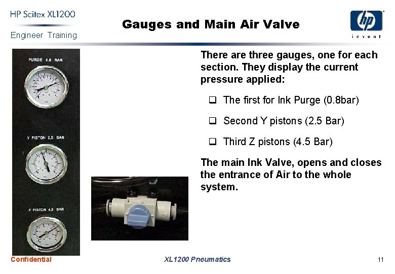 Engineer Training Gauges and Main Air Valve There are three gauges, one for each