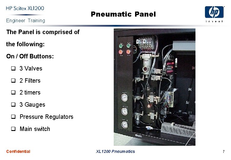 Engineer Training Pneumatic Panel The Panel is comprised of the following: On / Off