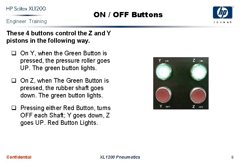 Engineer Training ON / OFF Buttons These 4 buttons control the Z and Y