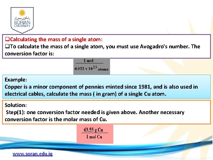 q. Calculating the mass of a single atom: q. To calculate the mass of