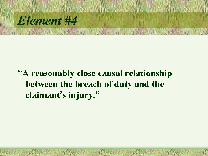 Element #4 “A reasonably close causal relationship between the breach of duty and the