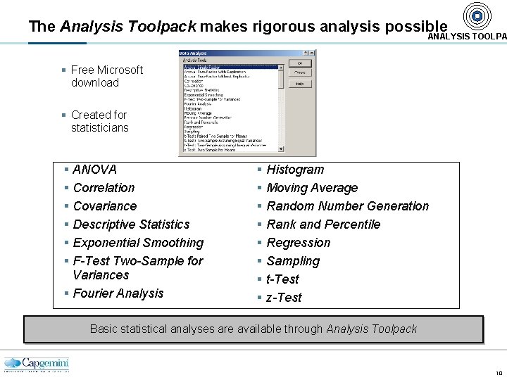 The Analysis Toolpack makes rigorous analysis possible ANALYSIS TOOLPA § Free Microsoft download §