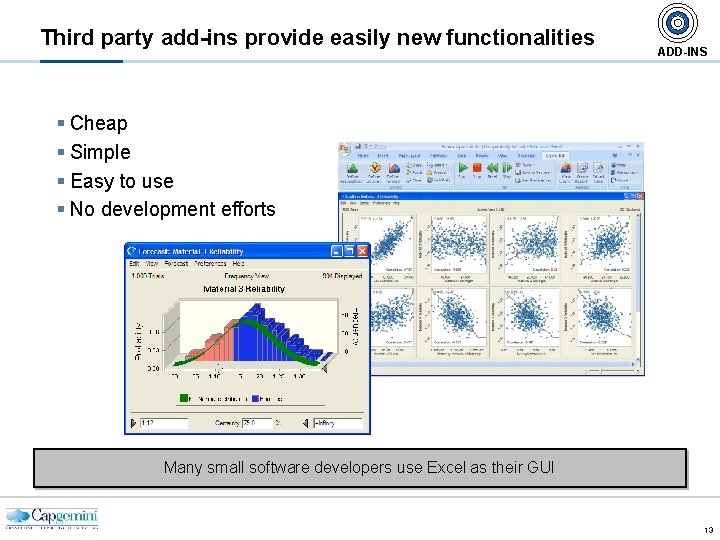 Third party add-ins provide easily new functionalities ADD-INS § Cheap § Simple § Easy