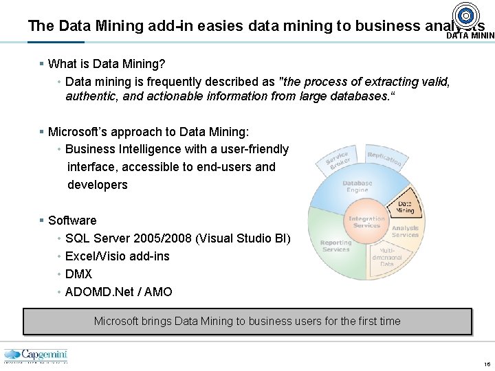 The Data Mining add-in easies data mining to business analysts DATA MININ § What