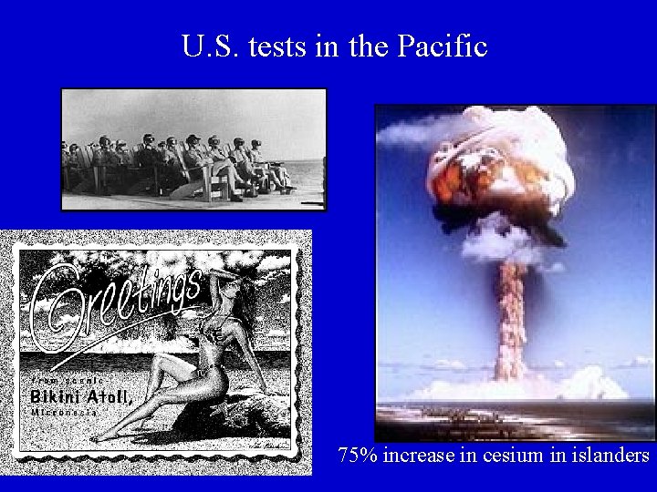 U. S. tests in the Pacific 75% increase in cesium in islanders 