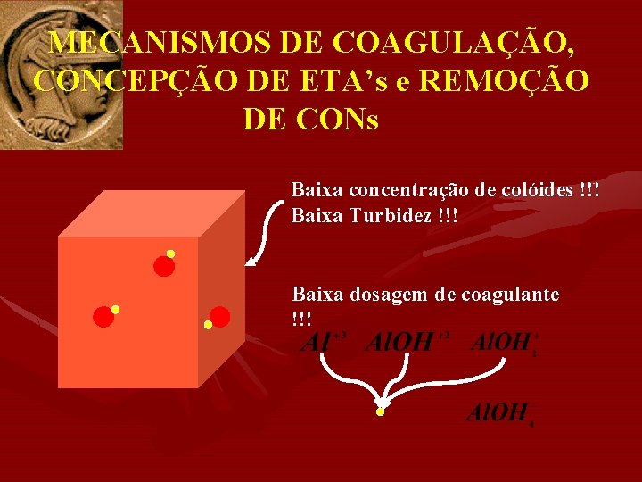 MECANISMOS DE COAGULAÇÃO, CONCEPÇÃO DE ETA’s e REMOÇÃO DE CONs Baixa concentração de colóides