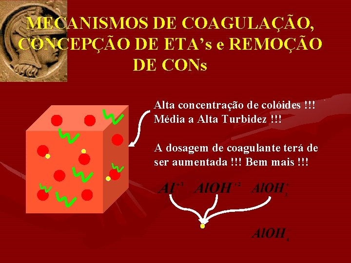 MECANISMOS DE COAGULAÇÃO, CONCEPÇÃO DE ETA’s e REMOÇÃO DE CONs Alta concentração de colóides