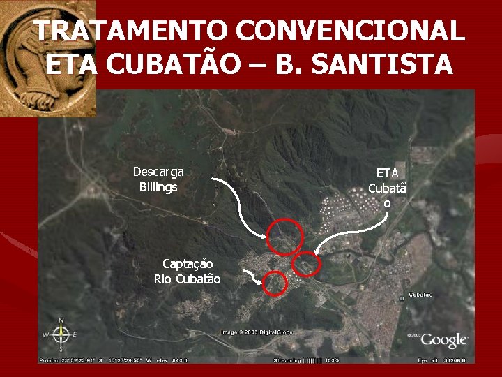 TRATAMENTO CONVENCIONAL ETA CUBATÃO – B. SANTISTA Descarga Billings Captação Rio Cubatão ETA Cubatã