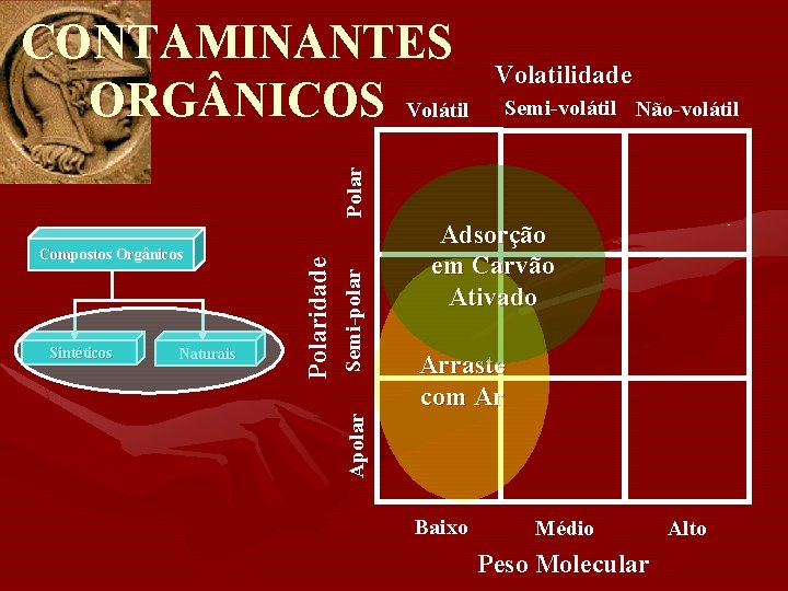 Volatilidade Semi-volátil Não-volátil Naturais Semi-polar Sintéticos Adsorção em Carvão Ativado Arraste com Ar Apolar