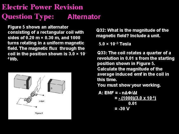 Electric Power Revision Question Type: Alternator Figure 5 shows an alternator consisting of a