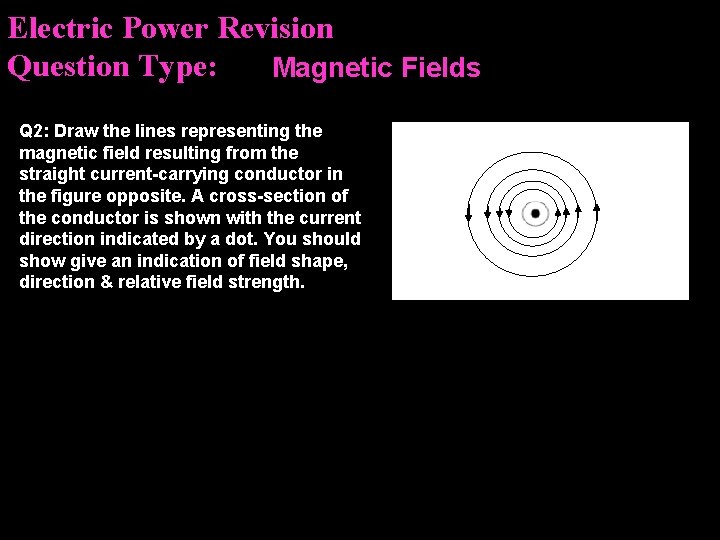 Electric Power Revision Question Type: Magnetic Fields Q 2: Draw the lines representing the