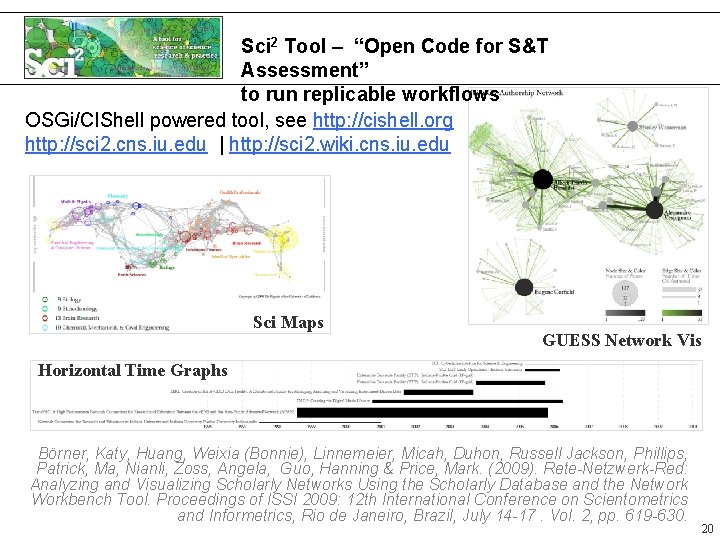Sci 2 Tool – “Open Code for S&T Assessment” to run replicable workflows OSGi/CIShell