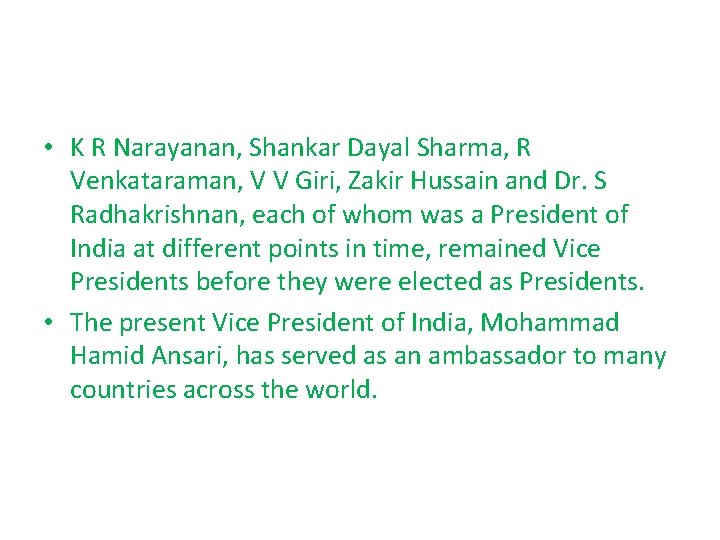 • K R Narayanan, Shankar Dayal Sharma, R Venkataraman, V V Giri, Zakir • K R Narayanan, Shankar Dayal Sharma, R Venkataraman, V V Giri, Zakir