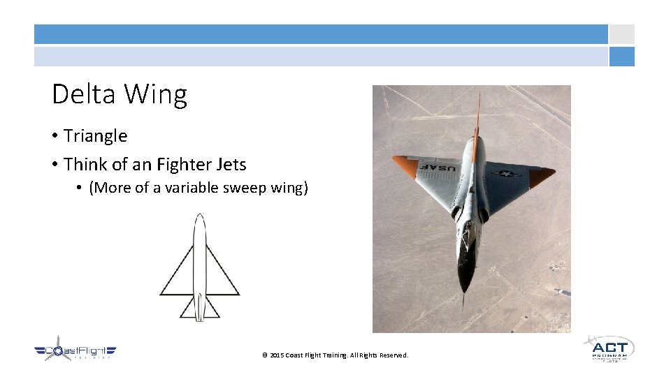 Delta Wing • Triangle • Think of an Fighter Jets • (More of a