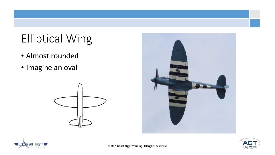 Elliptical Wing • Almost rounded • Imagine an oval © 2015 Coast Flight Training.