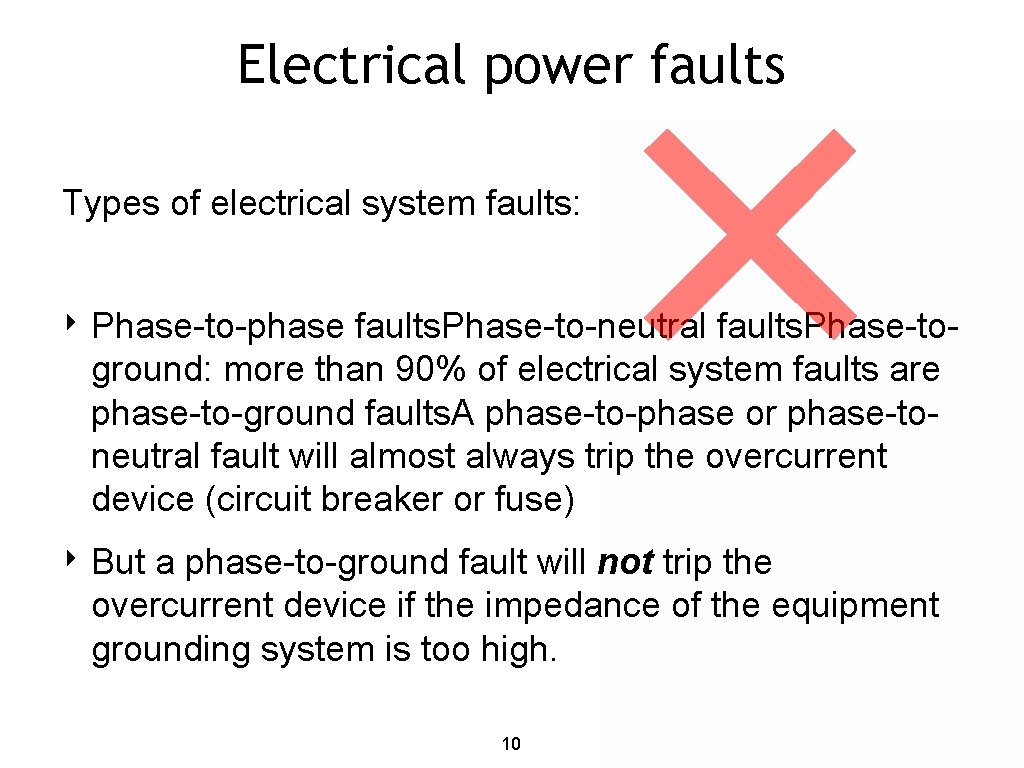 Electrical power faults Types of electrical system faults: ‣ Phase-to-phase faults. Phase-to-neutral faults. Phase-toground: