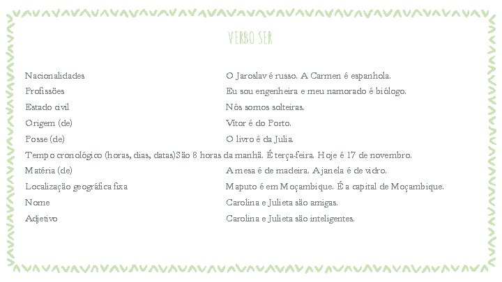 VERBO SER Nacionalidades O Jaroslav é russo. A Carmen é espanhola. Profissões Eu sou VERBO SER Nacionalidades O Jaroslav é russo. A Carmen é espanhola. Profissões Eu sou