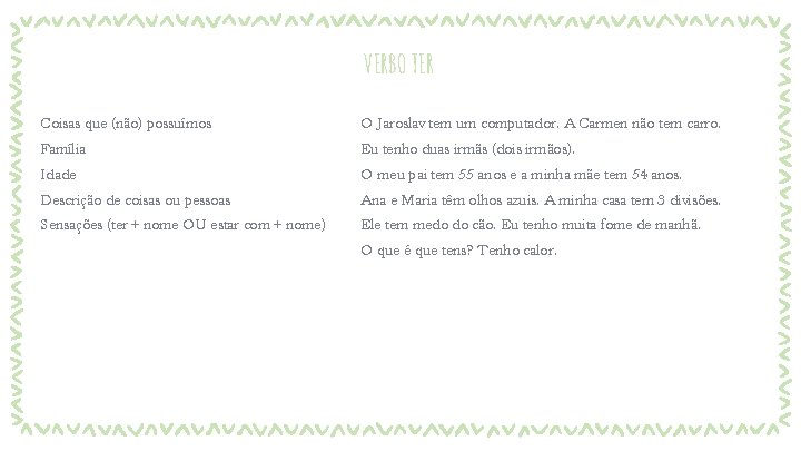 VERBO TER Coisas que (não) possuímos O Jaroslav tem um computador. A Carmen não VERBO TER Coisas que (não) possuímos O Jaroslav tem um computador. A Carmen não