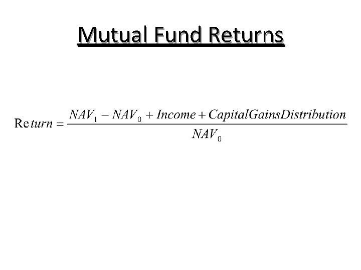 Mutual Fund Returns Mutual Fund Returns