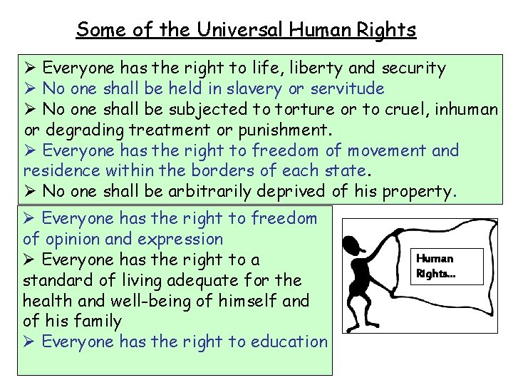 Some of the Universal Human Rights Ø Everyone has the right to life, liberty