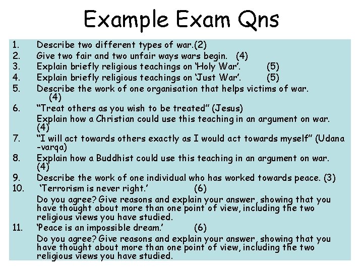 Example Exam Qns 1. 2. 3. 4. 5. 6. 7. 8. 9. 10. 11.