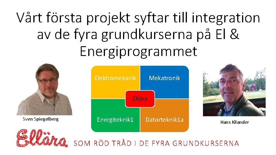 Vårt första projekt syftar till integration av de fyra grundkurserna på El & Energiprogrammet