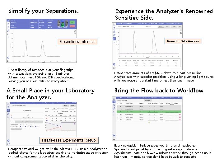 Simplify your Separations. Streamlined Interface A vast library of methods is at your fingertips,