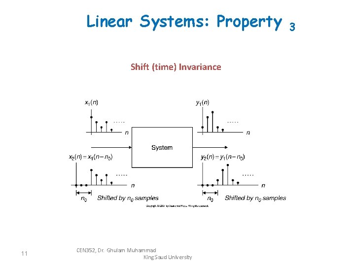 Linear Systems: Property Shift (time) Invariance 11 CEN 352, Dr. Ghulam Muhammad King Saud