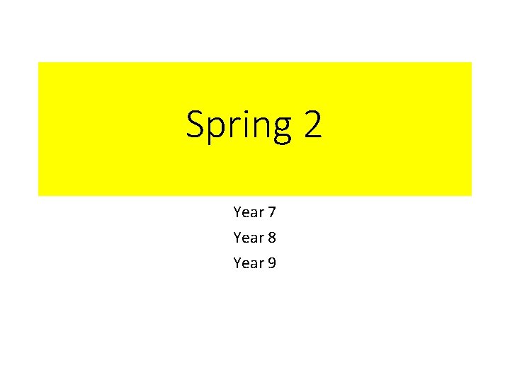 Spring 2 Year 7 Year 8 Year 9 