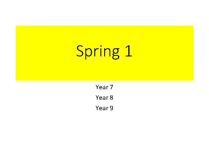 Spring 1 Year 7 Year 8 Year 9 