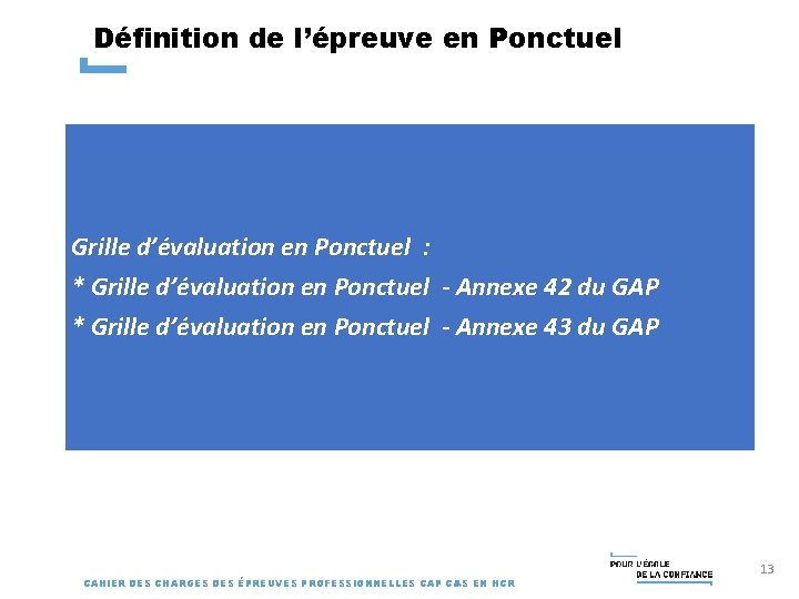 Définition de l’épreuve en Ponctuel Grille d’évaluation en Ponctuel : * Grille d’évaluation en