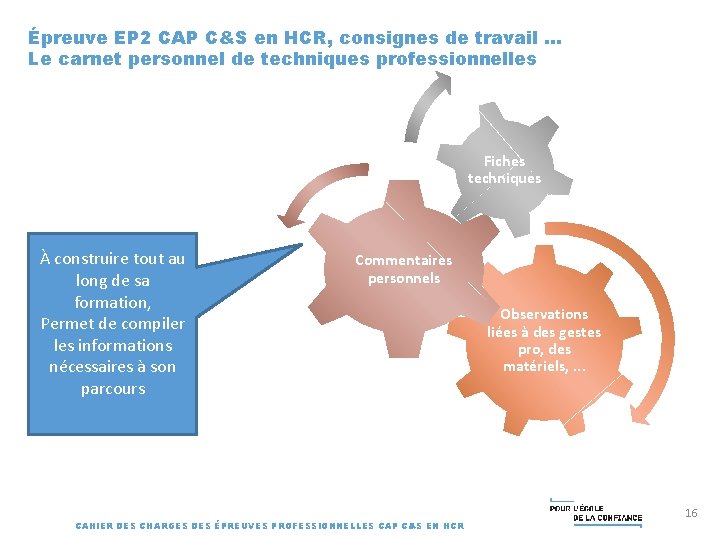 Épreuve EP 2 CAP C&S en HCR, consignes de travail. . . Le carnet