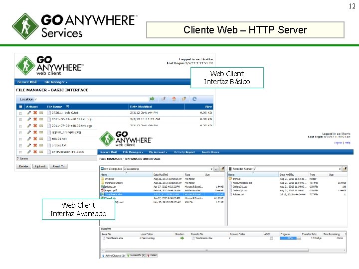 12 Cliente Web – HTTP Server Web Client Interfaz Básico Web Client Interfaz Avanzado