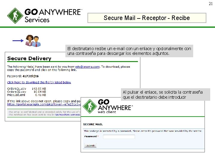 21 Secure Mail – Receptor - Recibe El destinatario recibe un e-mail con un