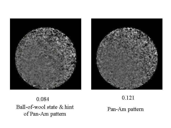 0. 084 Ball-of-wool state & hint of Pan-Am pattern 0. 121 Pan-Am pattern 