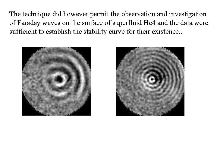 The technique did however permit the observation and investigation of Faraday waves on the