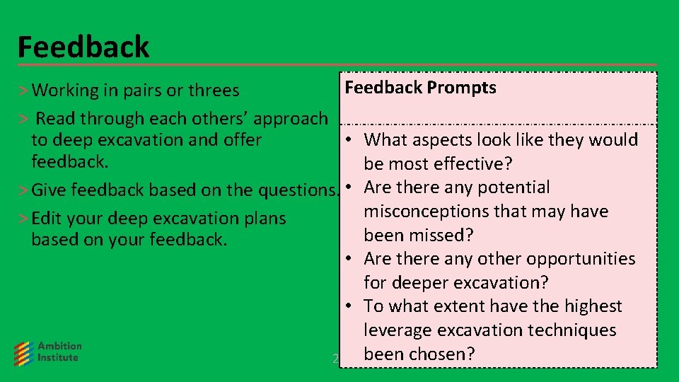 Feedback Prompts > Working in pairs or threes > Read through each others’ approach