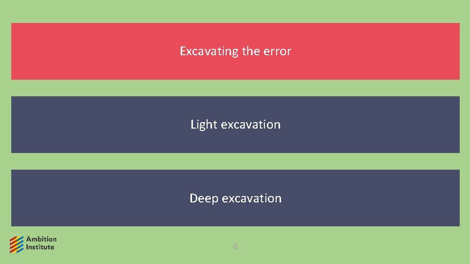 Excavating the error Light excavation Deep excavation 4 