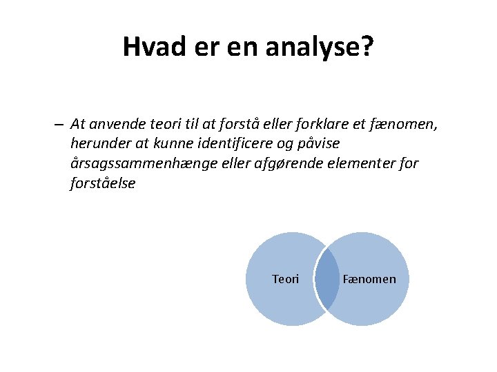 Hvad er en analyse? – At anvende teori til at forstå eller forklare et Hvad er en analyse? – At anvende teori til at forstå eller forklare et