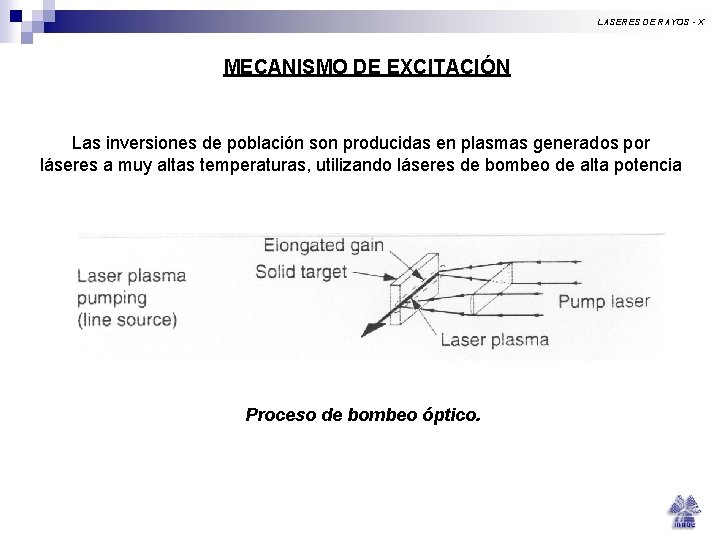 LASERES DE RAYOS - X MECANISMO DE EXCITACIÓN Las inversiones de población son producidas LASERES DE RAYOS - X MECANISMO DE EXCITACIÓN Las inversiones de población son producidas