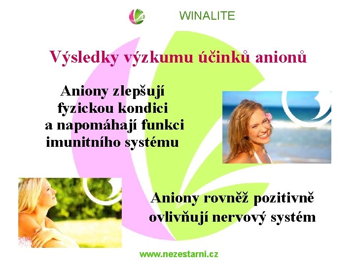 WINALITE Výsledky výzkumu účinků anionů Aniony zlepšují fyzickou kondici a napomáhají funkci imunitního systému