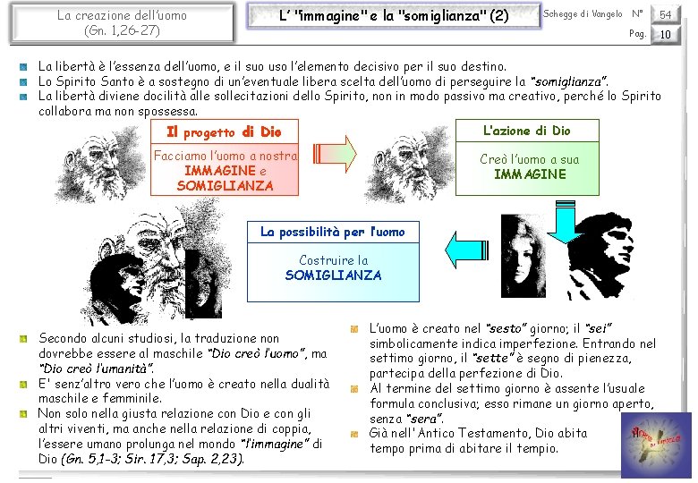 La creazione dell’uomo (Gn. 1, 26 -27) L’ "immagine" e la "somiglianza" (2) Schegge
