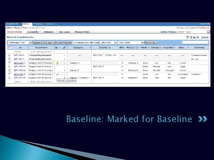 Baseline: Marked for Baseline Baseline: Marked for Baseline