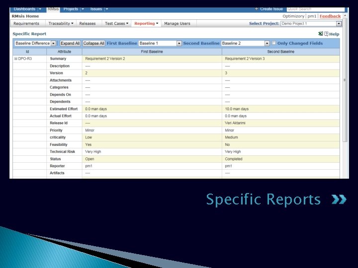 Specific Reports Specific Reports