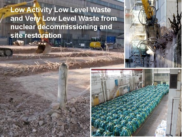 Low Activity Low Level Waste and Very Low Level Waste from nuclear decommissioning and Low Activity Low Level Waste and Very Low Level Waste from nuclear decommissioning and