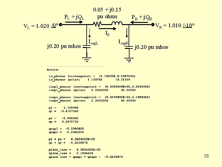 PL + j. QL 0. 05 + j 0. 15 pu ohms VL =