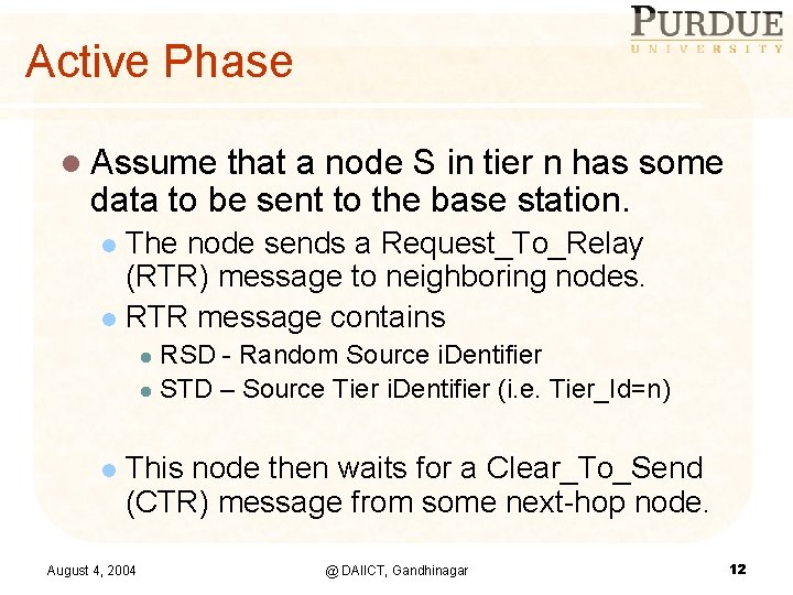 Active Phase l Assume that a node S in tier n has some data